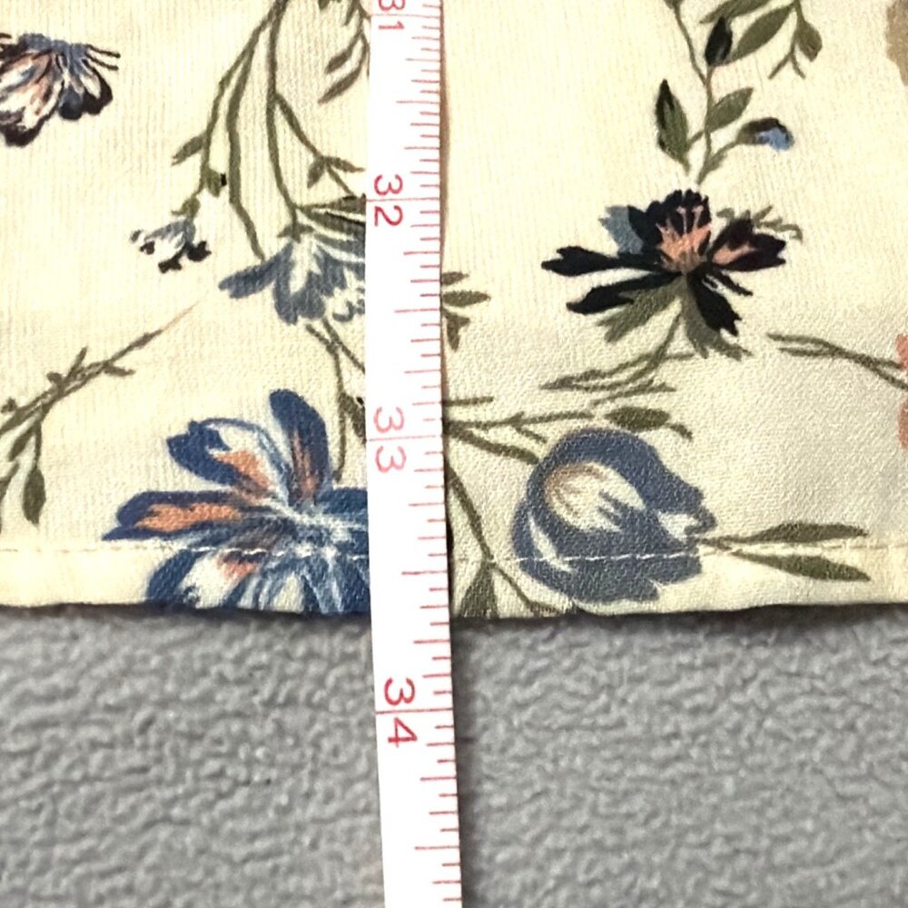 Pink Owl Floral Print Crisscross Back Cream Dress Medium 100% Polyester - Picture 6 of 6